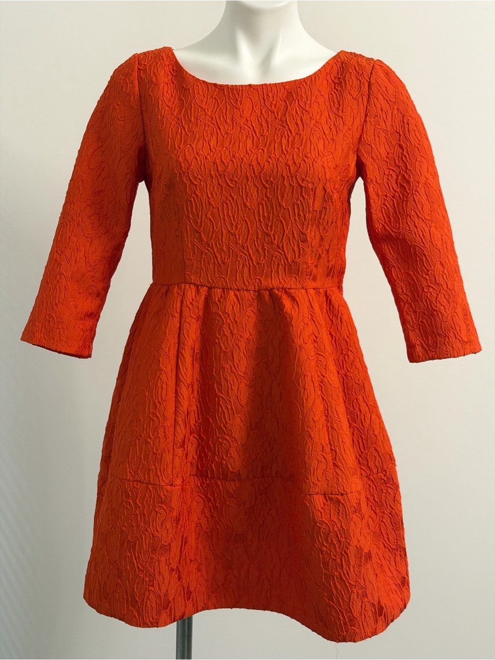 H&M Textured Orange Fit & Flare Dress